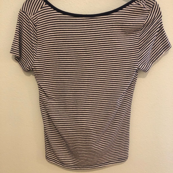 Forever 21 Navy Blue Striped Button Tee - Picture 3 of 3
